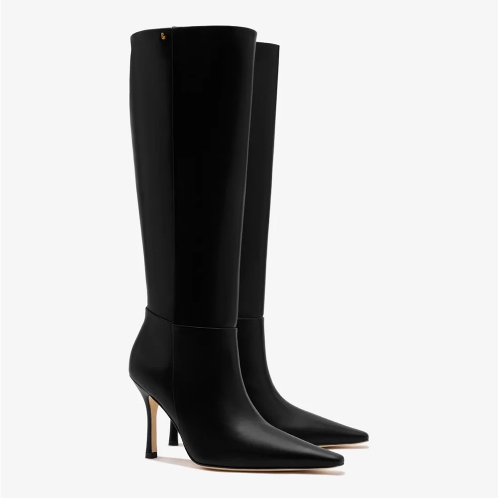 Larroude Carine Boot In Black Leather NWT